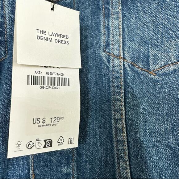 ZARA Layered Asymmetrical Denim Jean Dress - Picture 14 of 14